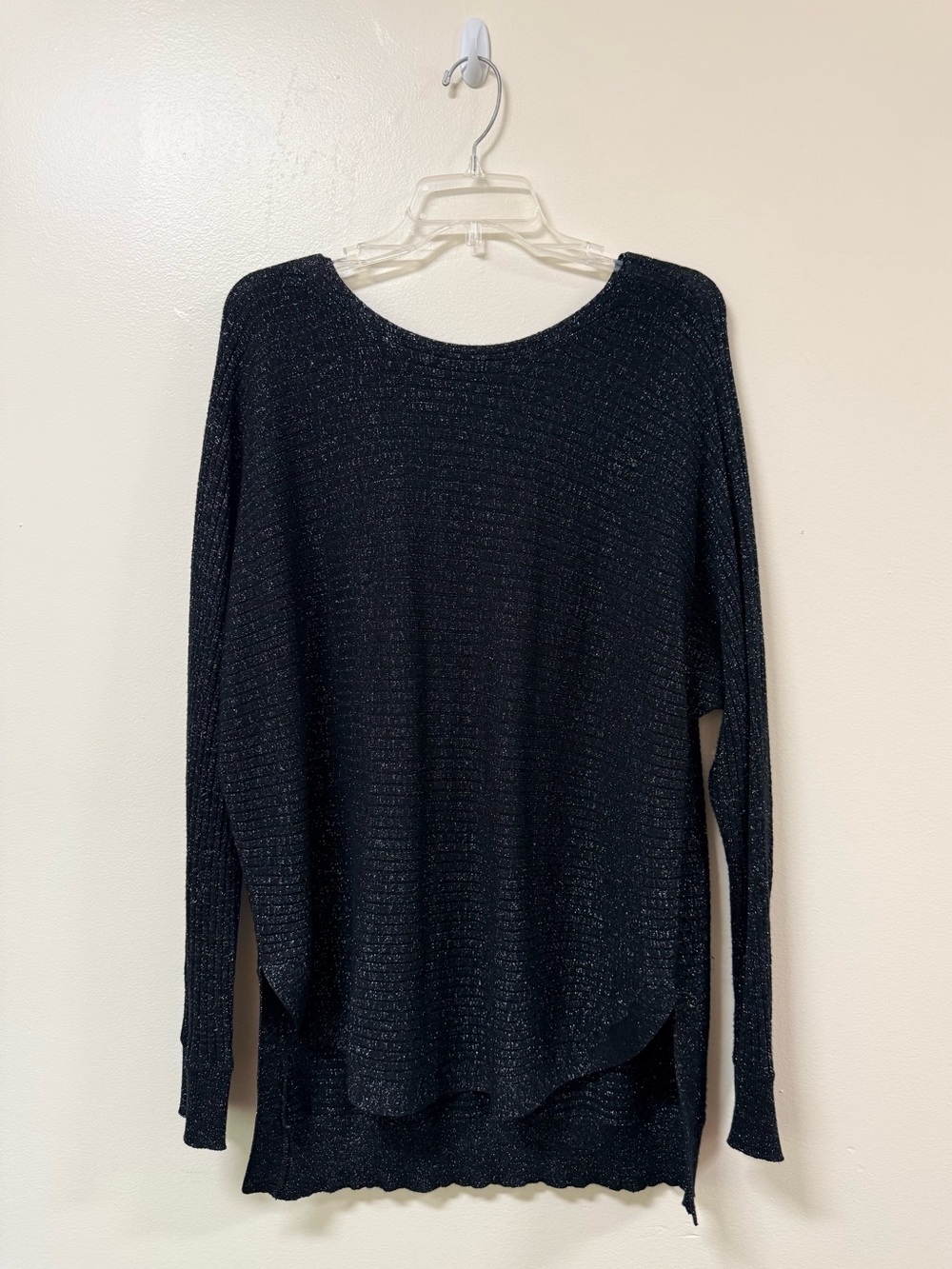 Hannah Black Metallic Scoop Neck Lightweight Sweater - Picture 1 of 7